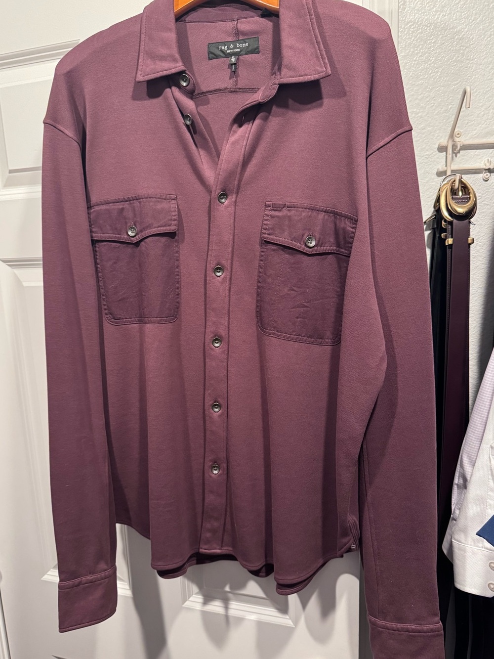 rag & bone Men's Button-Up Shirt Jacket in Plum